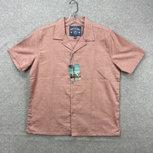 Free Planet Shirt Mens Small Pink Misty Rose Relaxed Camp Hawaiian‎ Tropical NEW